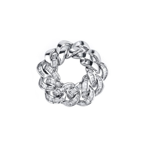 Half Baguette Diamond Jumbo Link Ring