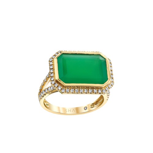 Green Onyx and Diamond Vert Ring